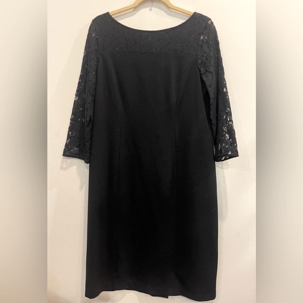 Talbots Black Long Sleeve Lace Knit Tailored Classic Dress